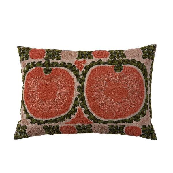 slide 2 of 3, Cotton Lumbar Pillow with Botanical Print Polyester