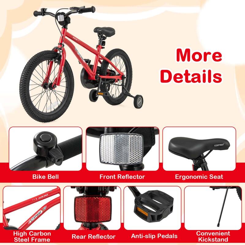 Costway 14/16/18-Inch Kid’s Bike for 4-7 Years Old with Adjustable - See Details
