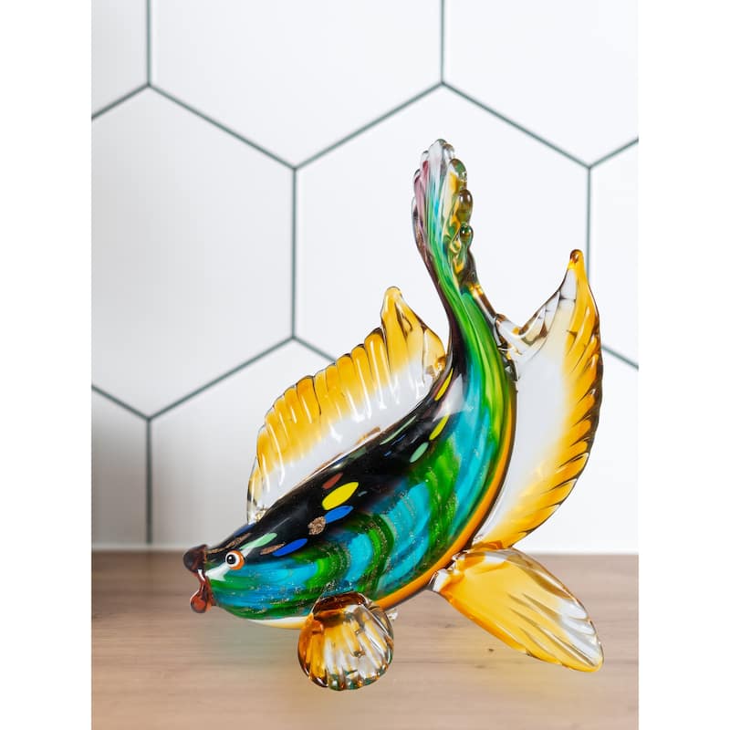 11.5 IN Tall Bavaro Handcrafted Art Glass Fish Figurine