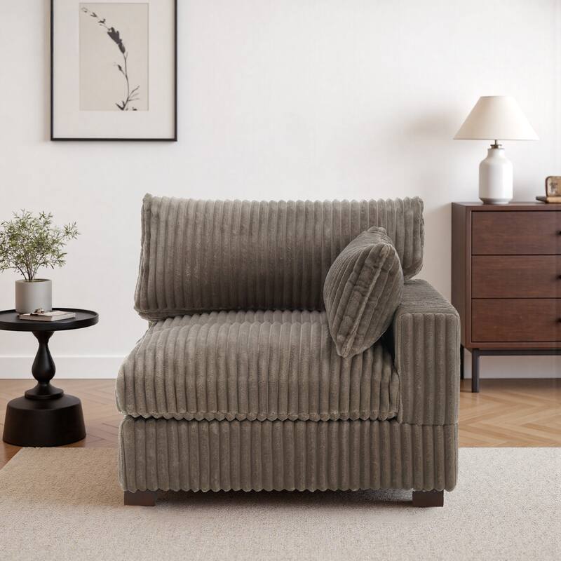 Cotton Flannel corner Sofa Armless Modular Sectional Sofa Seamless Combination - Light Brown-LeftCorner - Right Facing