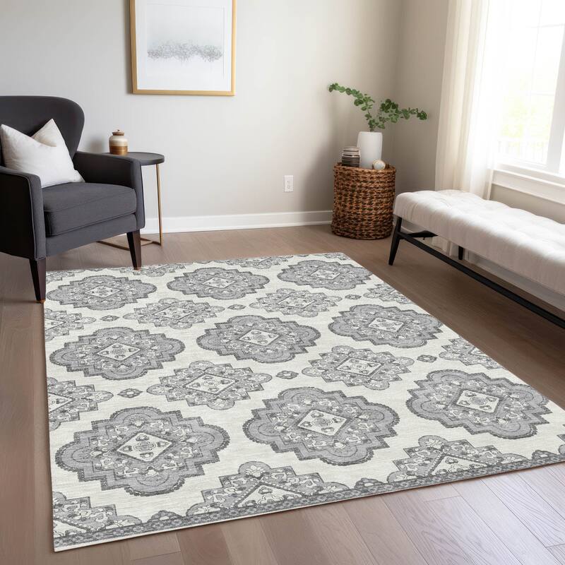 Machine Washable Indoor/ Outdoor Chantille Moroccan Boho Rug