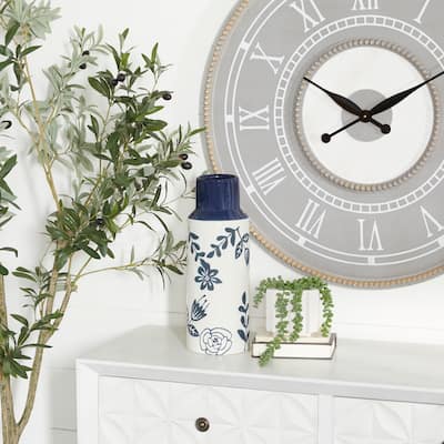 The Novogratz Blue Ceramic Handmade Floral Vase - 5 x 5 x 15
