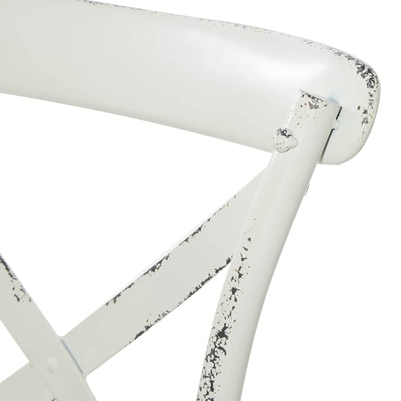 Metal Dining Chair with Brown Rattan Seat with or without Curved Details - Set of 2 Black or White - Roche River Decor