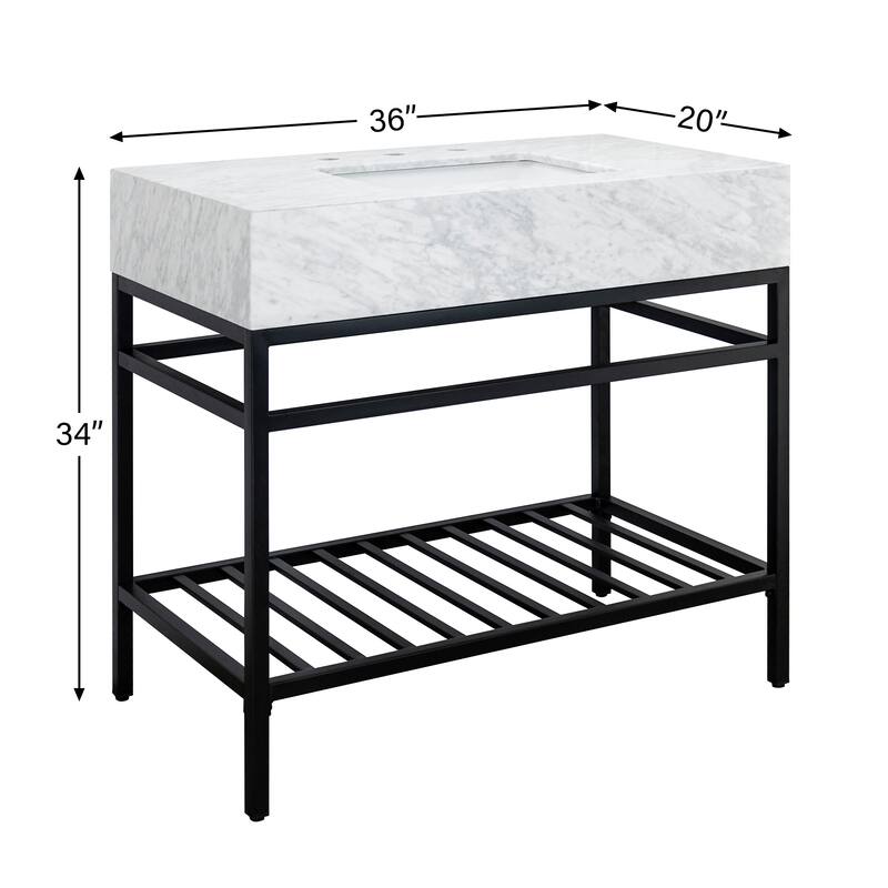 TEHOME Mayana 36'' Free-standing Single Bathroom Vanity with Carrara Marble Vanity Top