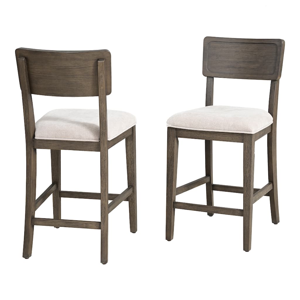 Furniture of America Laria Modern Farmhouse Dark Walnut Solid Wood Counter Height Dining Chair(Set of 2)