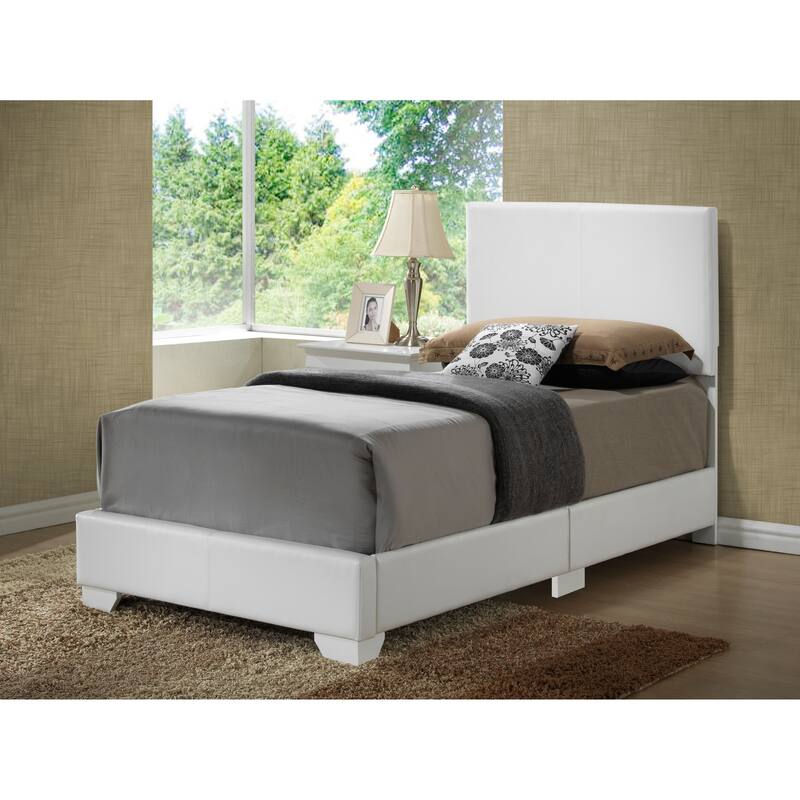 Twin Size PU Platform Bed with Foam Filler and Easy Assembly - White