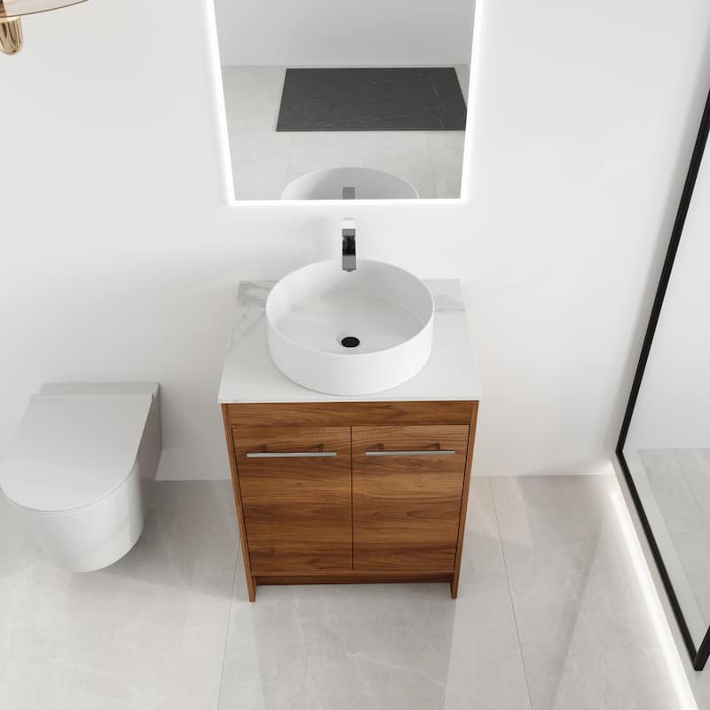 Malwee 24"/36"/48"/60" FreeStanding Bathroom Vanity, Floor Stand Bathroom Vanity with Ceramic Sink,Soft Close Door and Shelf