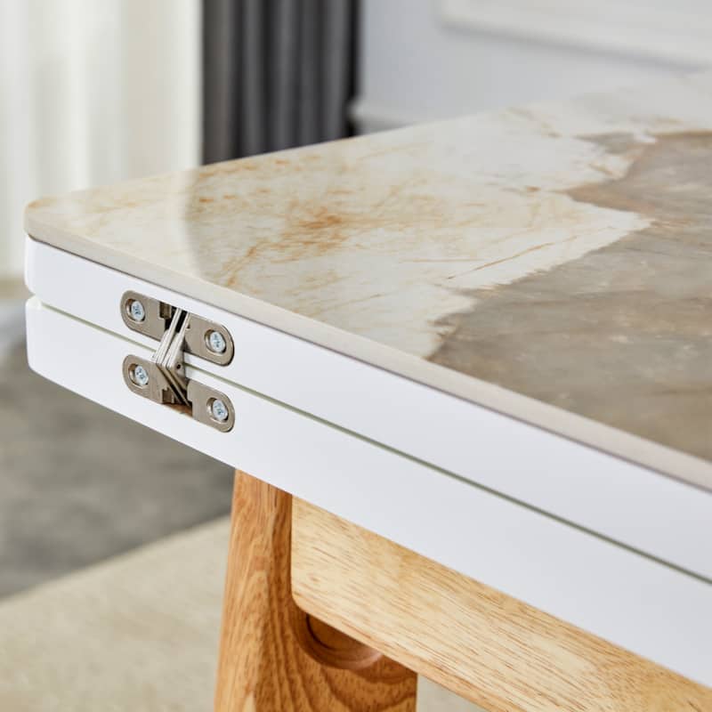 sintered stone tabletop with rubber wooden legs