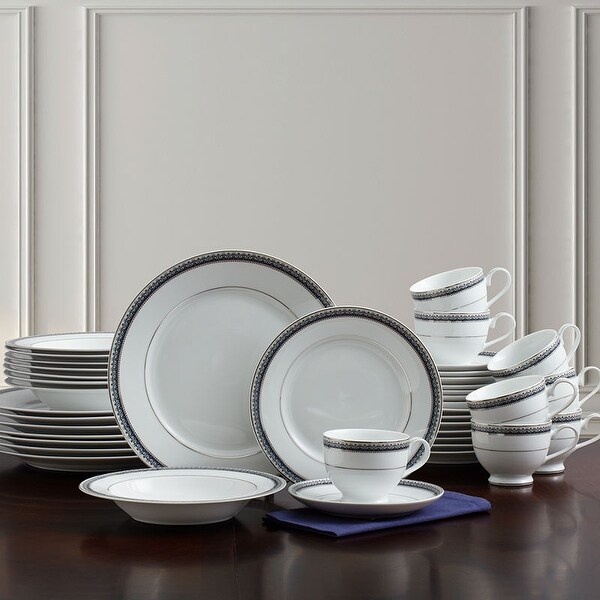 Mikasa Platinum Crown Cobalt 40-Piece Dinnerware Set, Service for