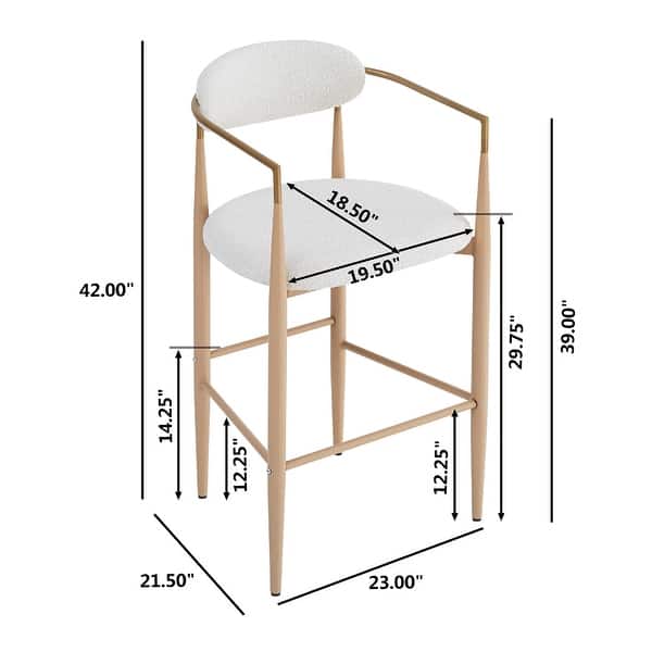 dimension image slide 3 of 4, Christopher Knight Home Elmore Fabric and Iron 30 Inch Barstools (Set of 2)