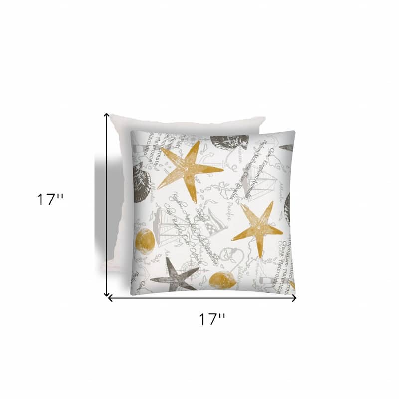 17" X 17" Gold And Cream Boat Zippered Coastal Throw Indoor Outdoor Pillow - 17" x 17"