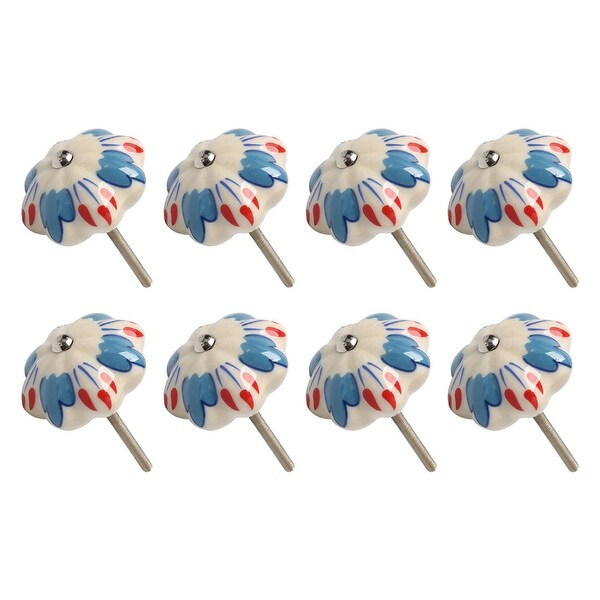 8pcs Ceramic Knobs Drawer Hand Printed Pull Handle Furniture Door Cabinet Cupboard Wardrobe Dresser Replacement #3