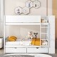 preview thumbnail 2 of 7, White Wood Bunk Bed With 2 Drawers and Multi-layer Cabinet, Full-length Guardrail