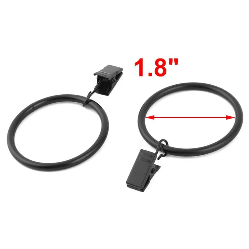 Household Metal Window Curtain Rod Hanging Hook Ring Black 45mm Inner Dia 20pcs