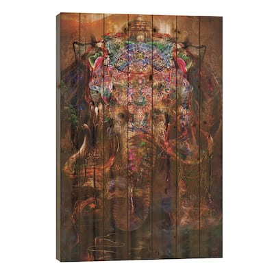 Ganesha Print On Wood by Jumbie - Multi-Color