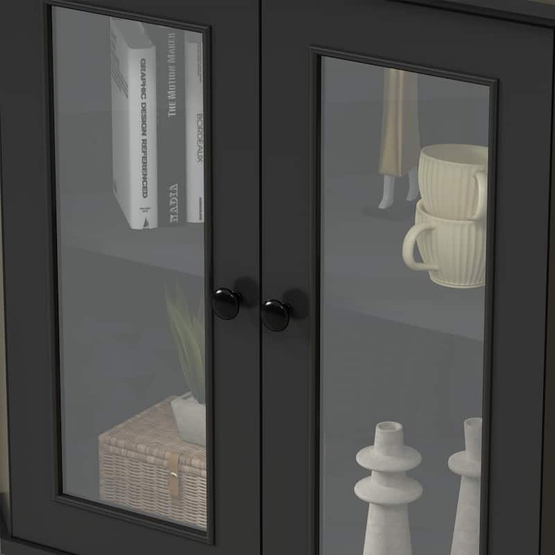 Free-Standing Corner Storage Cabinet with Doors and Shelves