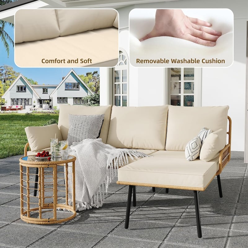 3 Piece Rattan Patio Furniture Set