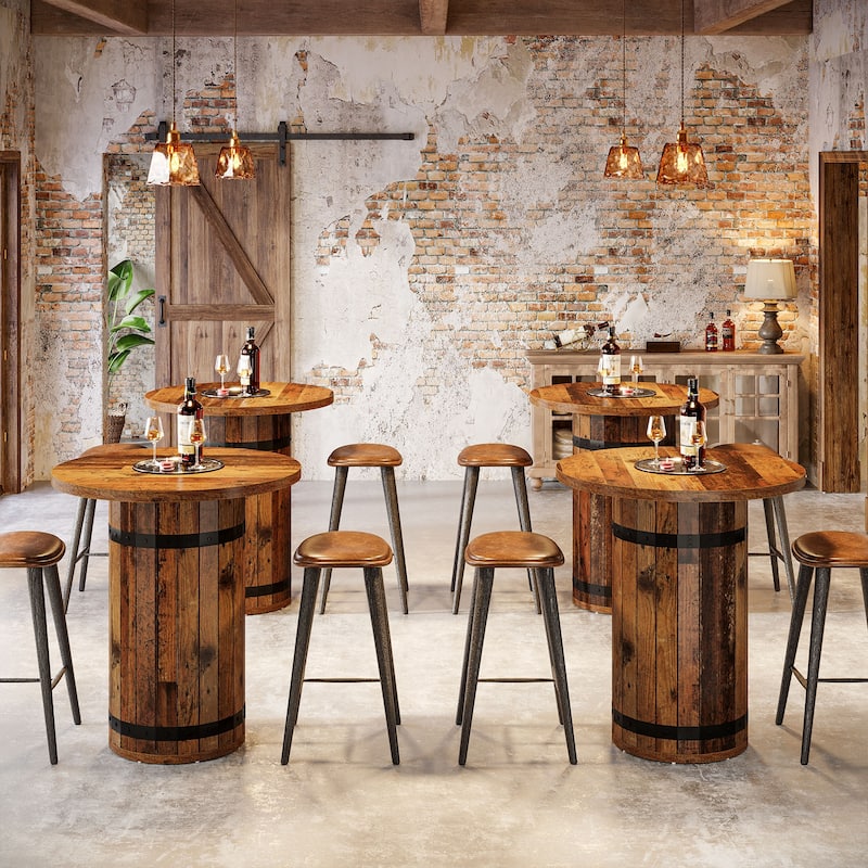 Round Bar Table, Bistro Pub Table for Kitchen (Only Table)