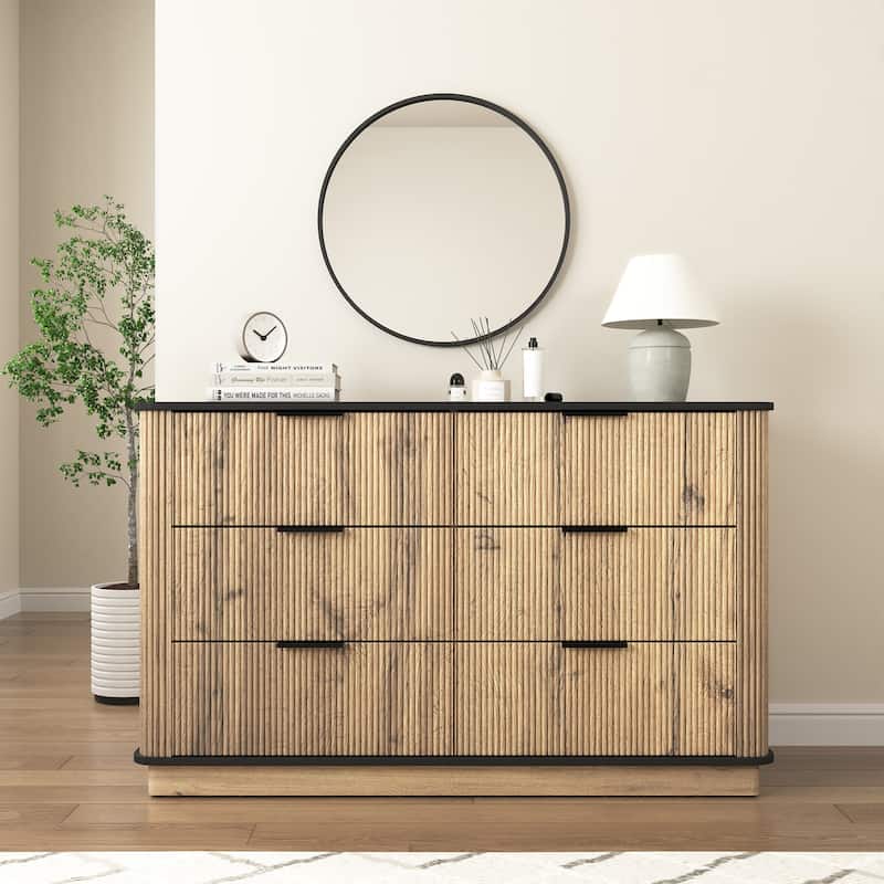 Six-Drawer Armoires, Storage Cabinet with Rounded Metal Corners, Accent Cabinet with Smooth-Glide Drawers