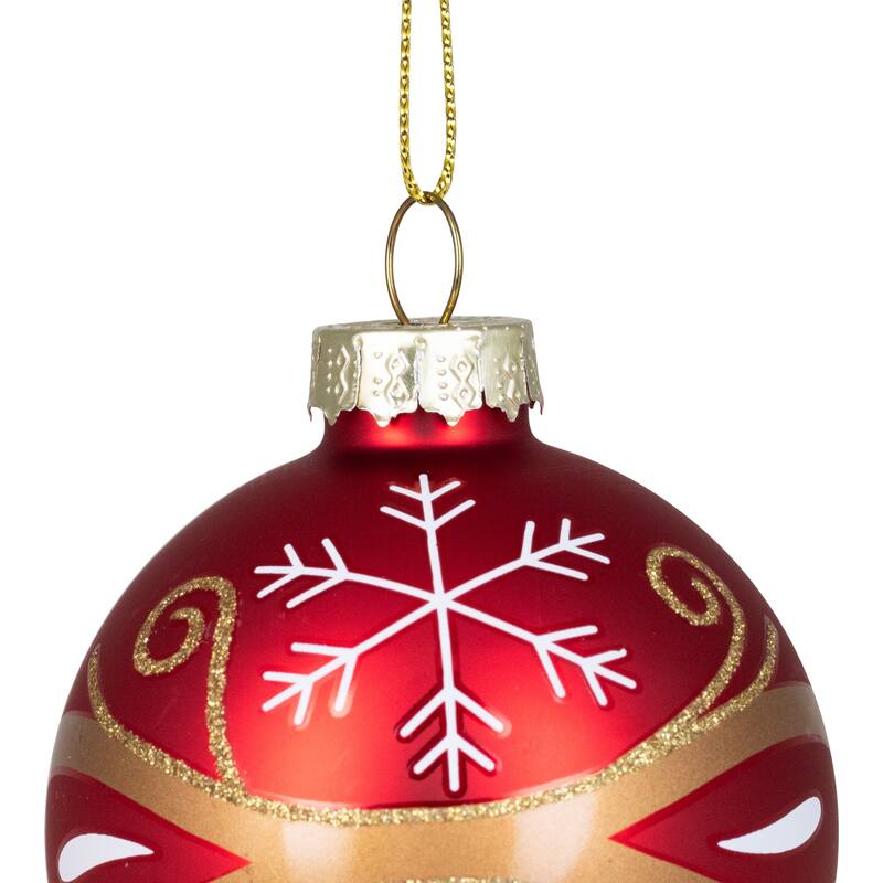 4ct Red Gold Glass Hanging Christmas Ball Ornaments 2.5-Inch (67mm)