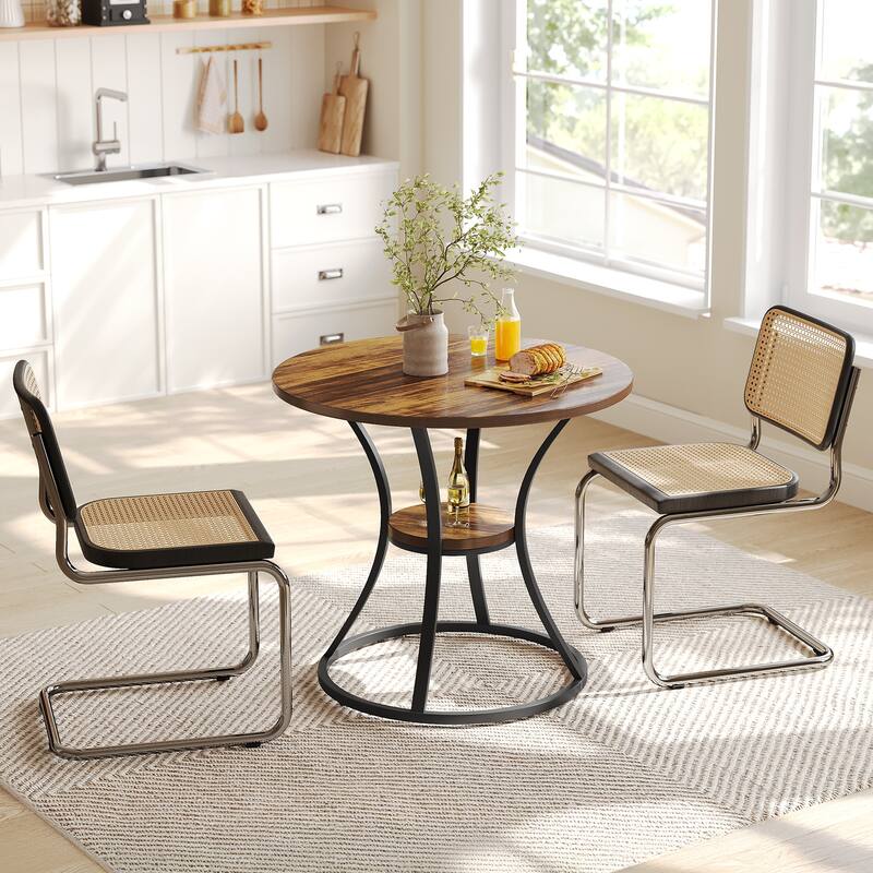 2-Tier Small Round Bar Table, Round 31.5-Inch Patio Dining Table
