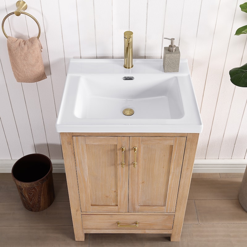 Gela Single Sink Bath Vanity with Drop-In Ceramic Basin without Mirror