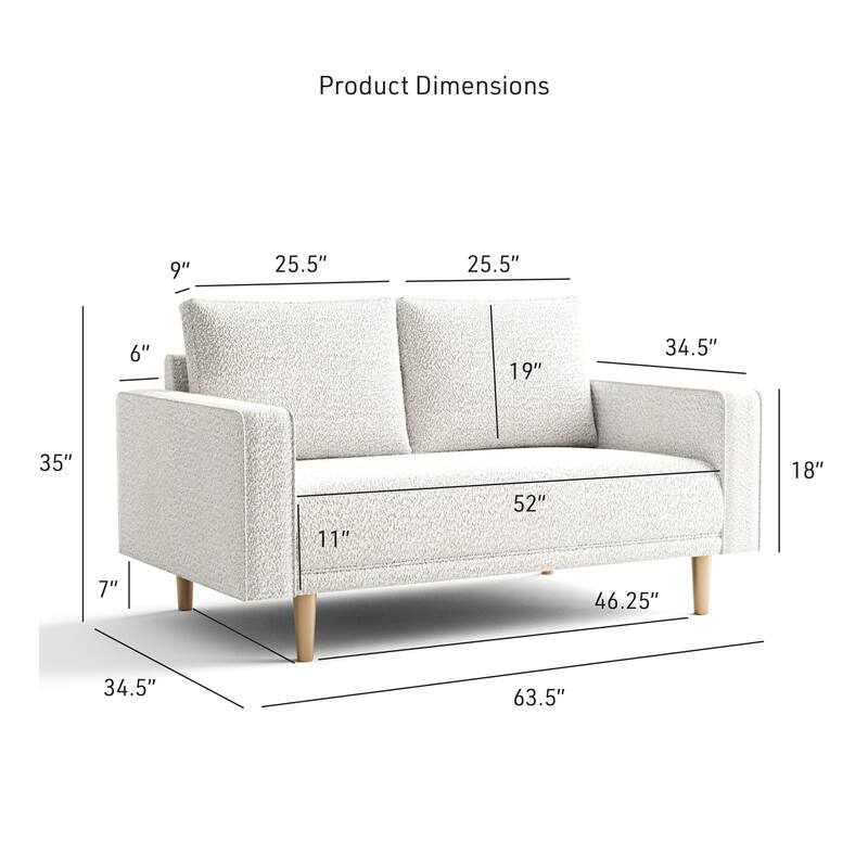 Furniture of America Isidora Contemporary Boucle Sofa Set with Back Pillows and Wooden Legs, 2-Piece or 3-Piece Options