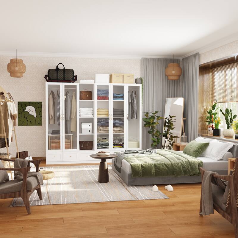 Storage Armoires Modular Wardrobe Collection Combo Cloest Cabinet