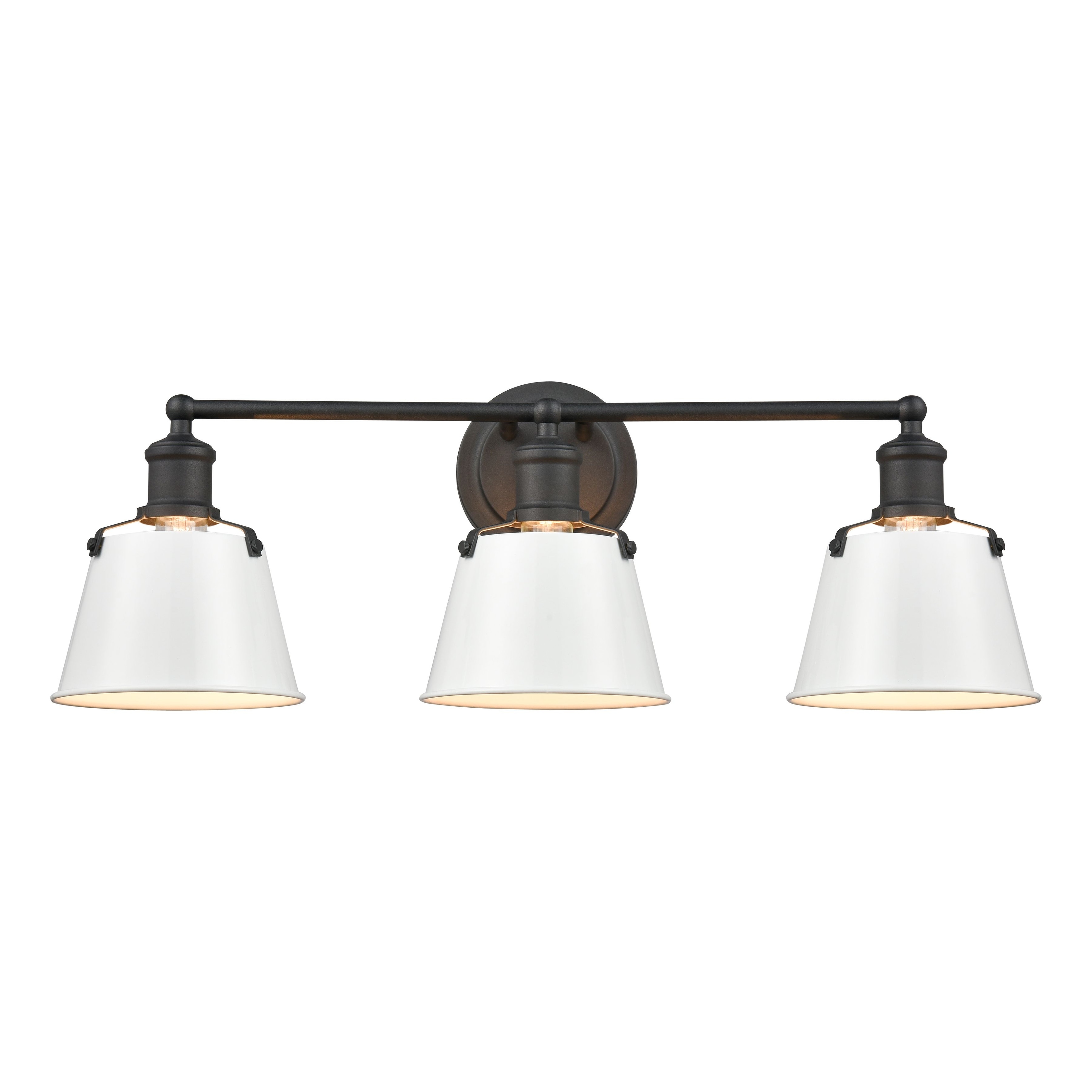 Atlas Lighting Holgate Farmhouse Style White Enamel Shade Bathroom Vanity Light