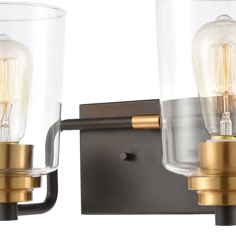 Elk Home Robins Matte Black With Clear Glass 2 Light Vanity Light