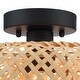 preview thumbnail 7 of 8, 1-Light Bohemian Bamboo Semi-Flush Mount Ceiling Light - D12"x H8.1" - 12'' W