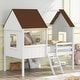 preview thumbnail 15 of 26, Stylish & Playfun Design Low Loft Bed with Roof, Ladder, Guardrail and Windows, Twin Size White