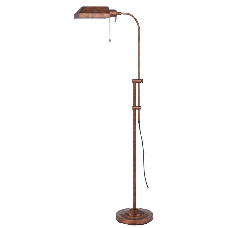 57 Inch Adjustable Floor Lamp with Square Metal Shade for Living Room - Rusted