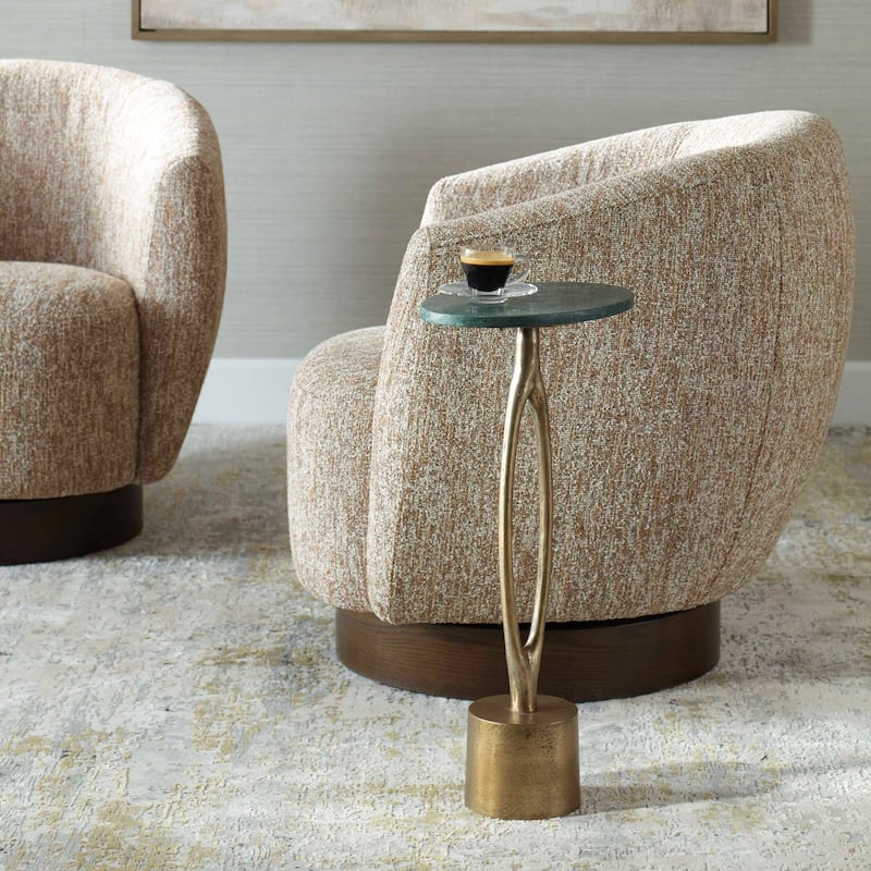 Carson Carrington Brass White Accent Table