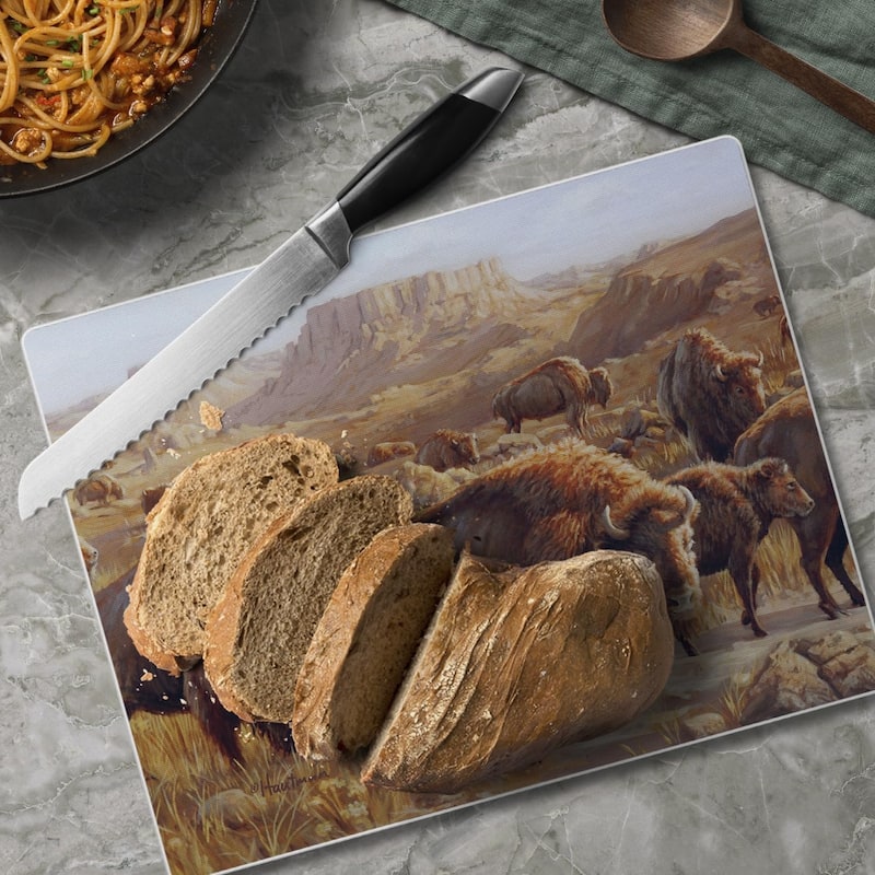 Buffalo Herd 3mm Heat Tolerant Tempered Glass Cutting Board 10” x 8” Manufactured in the USA Dishwasher Safe