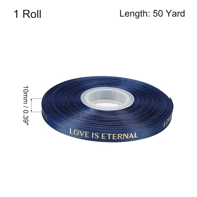 1" 50 Yard Valentine Printed Ribbon Wedding Favor Grosgrain Ribbons - Blue - 3/8"