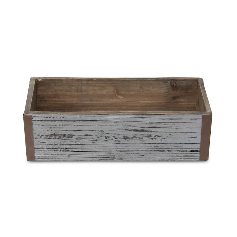 HomeRoots Gray Wood 98 Ounce Rectangular Distressed Planter Box - 11.25 in. x 3.50 in. x 4.50 in.
