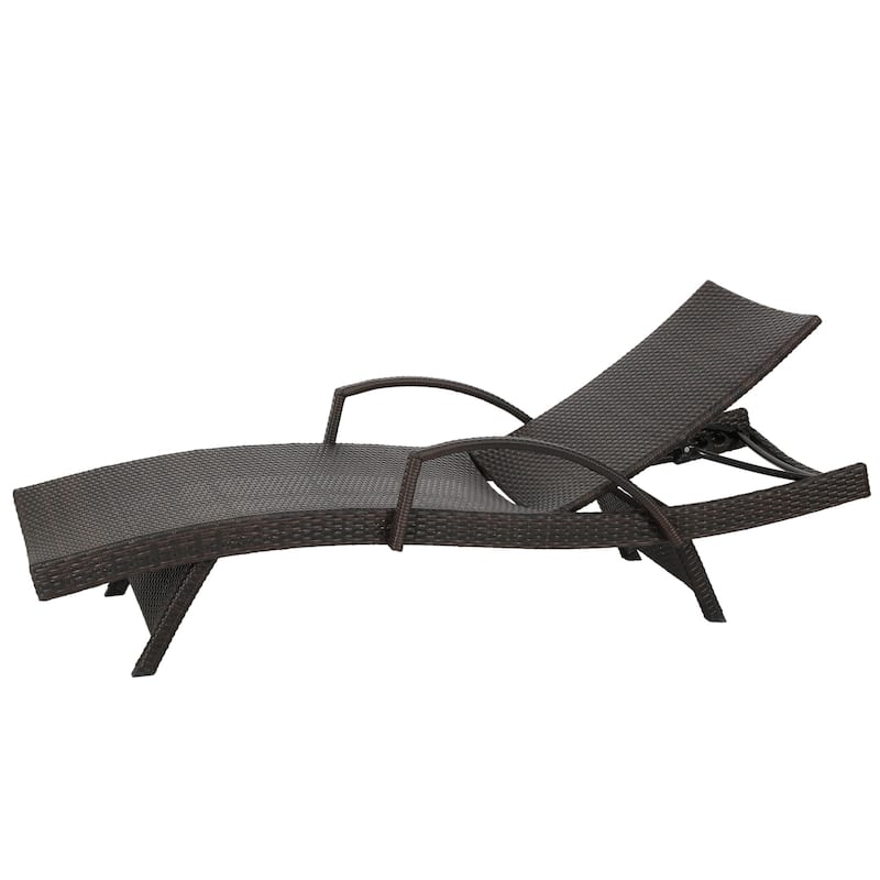 Roomfitters PE Wicker Chaise Lounge with Arm for Outdoor Relaxation, Adjustable Backrest, Stylish Patio Furniture