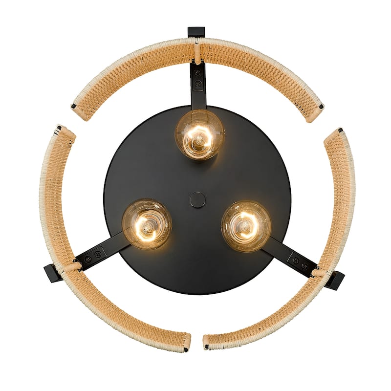 Wry Lighting Grove 3-light Flush Mount in Matte Black