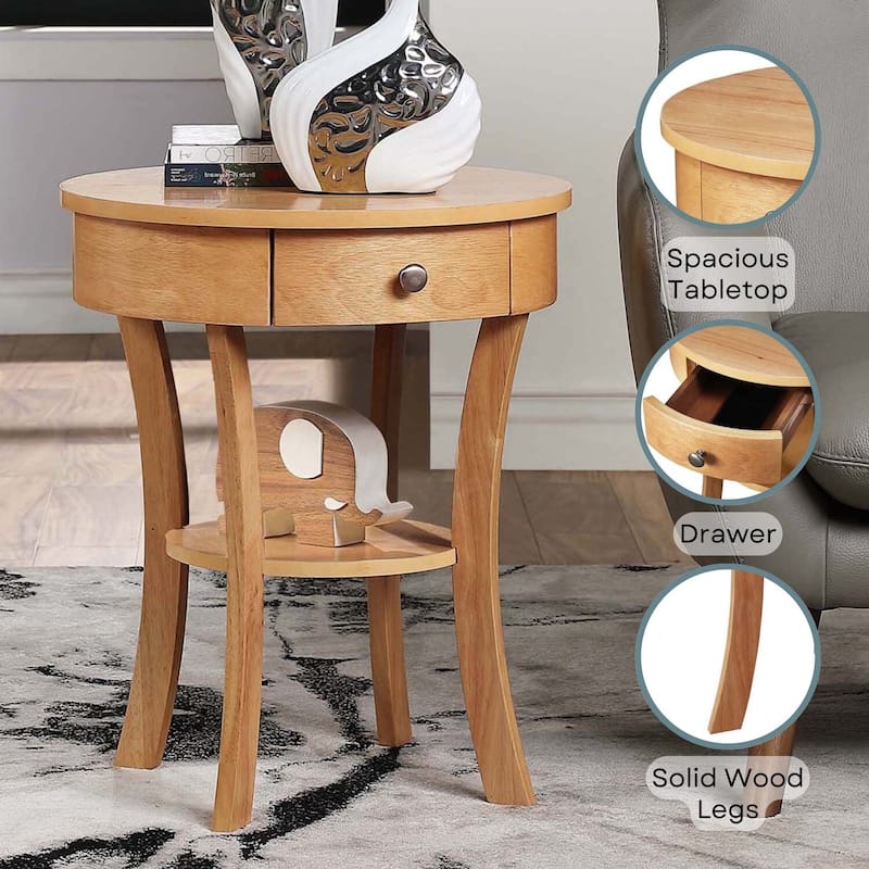 Coastal End Table with Storage - Accent Table, Living Room Side Table, Bedroom Nightstand - 24