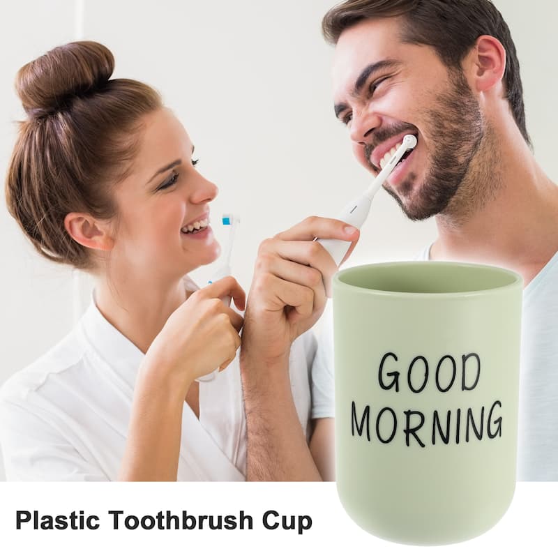 Bathroom Toothbrush Tumblers Plastic Toothbrush Cups 3.94"x2.83" - Gray Green