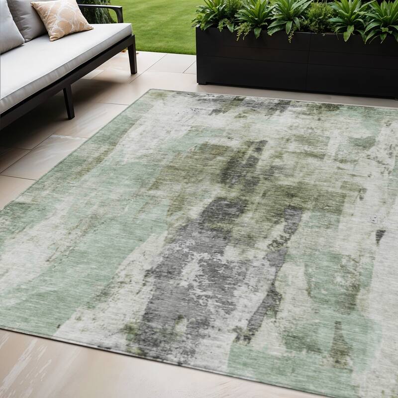 HomeRoots Abstract Transitional Rectangle Outdoor Rug - 5' X 8'