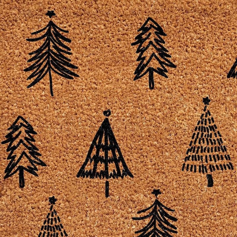 HomeRoots 24" X 36" Brown And Black Christmas Trees Outdoor Coir Door Mat - 24.00' X '36.00