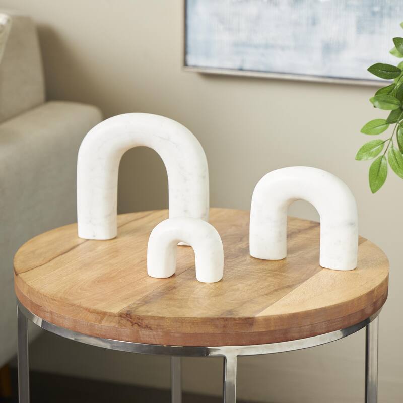 Marble Abstract Arched Sculpture with Varying Sizes - Set of 3 White or Black - Roche River Decor