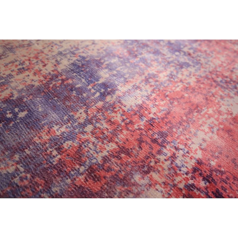 Contemporary Round Area Rug Handmade Abstract Wool Carpet - 6'7" x 6'6"