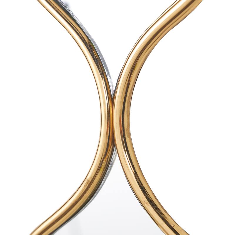 Gold Metal Slim Stacked Chain 6 Layer Room Wall Mirror with Tear Drop Pattern