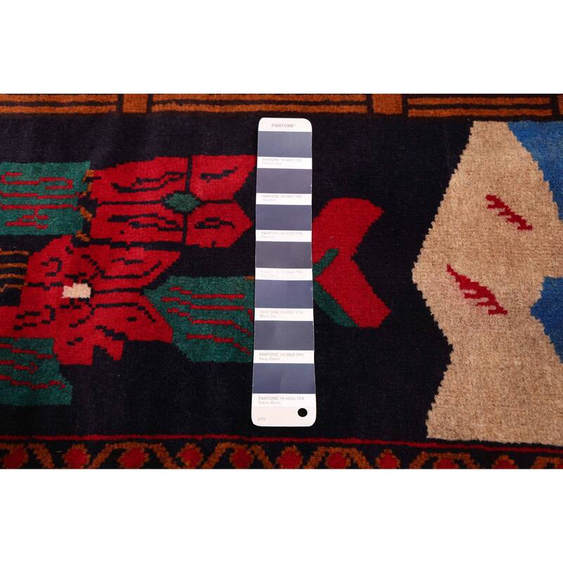 ECARPETGALLERY Hand-knotted Teimani Dark Navy, Red Wool Rug - 3'7 x 6'4