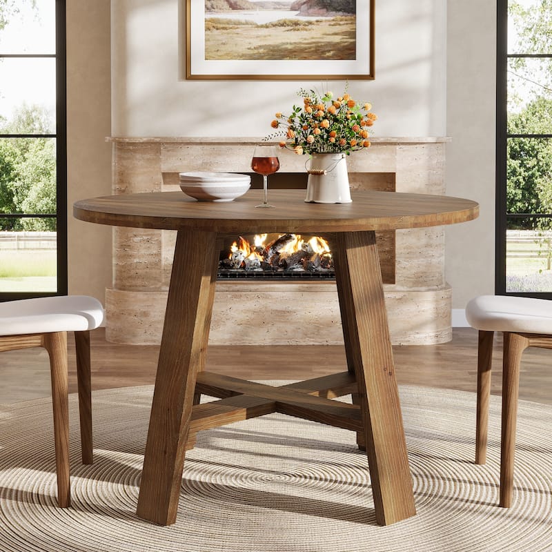 39.4" Dining Table for 4 People, Solid Wood Farmhouse Kitchen Table
