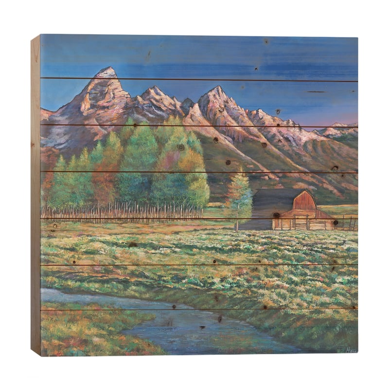 Wyoming Print On Wood by Johnathan Harris - Multi-Color - 26x26x1.5