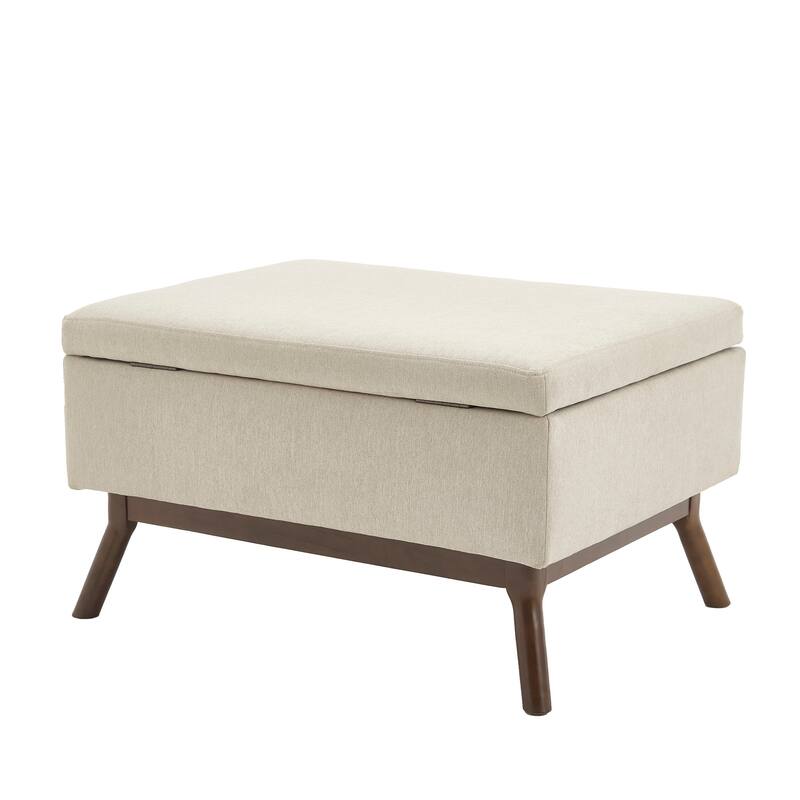 Mid-century modern square coffee table storage bench, assembled, suitable for living room